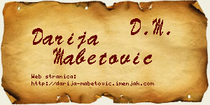 Darija Mabetović vizit kartica